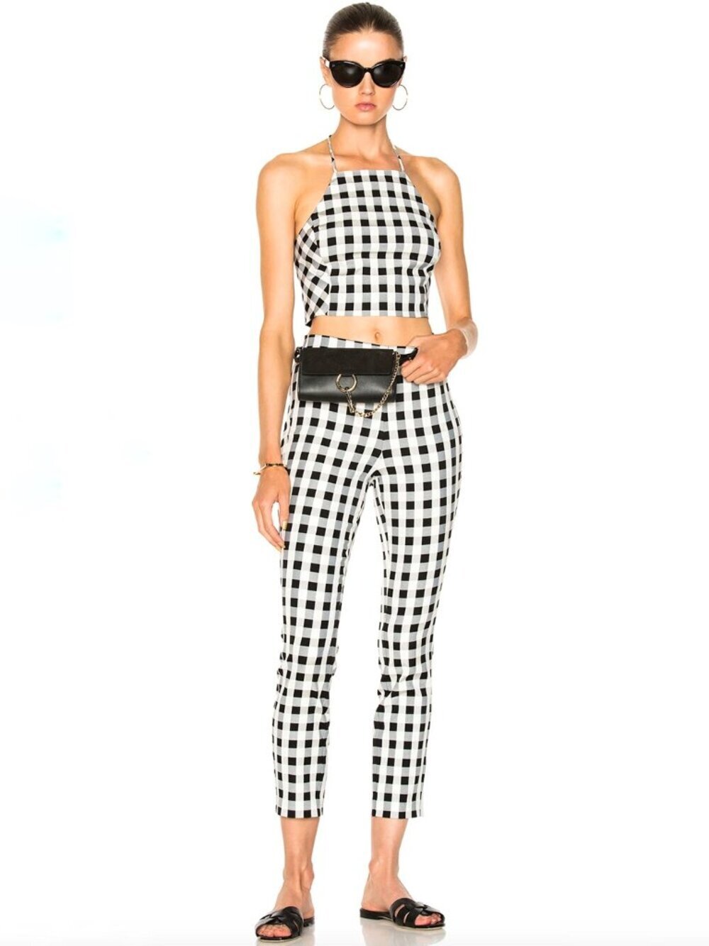 RAG & BONE Simone White Black Gingham Stretch Twill Skinny Trouser Pants, Size 2